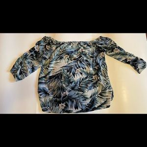 Tropical Blues Off-Shoulder Top